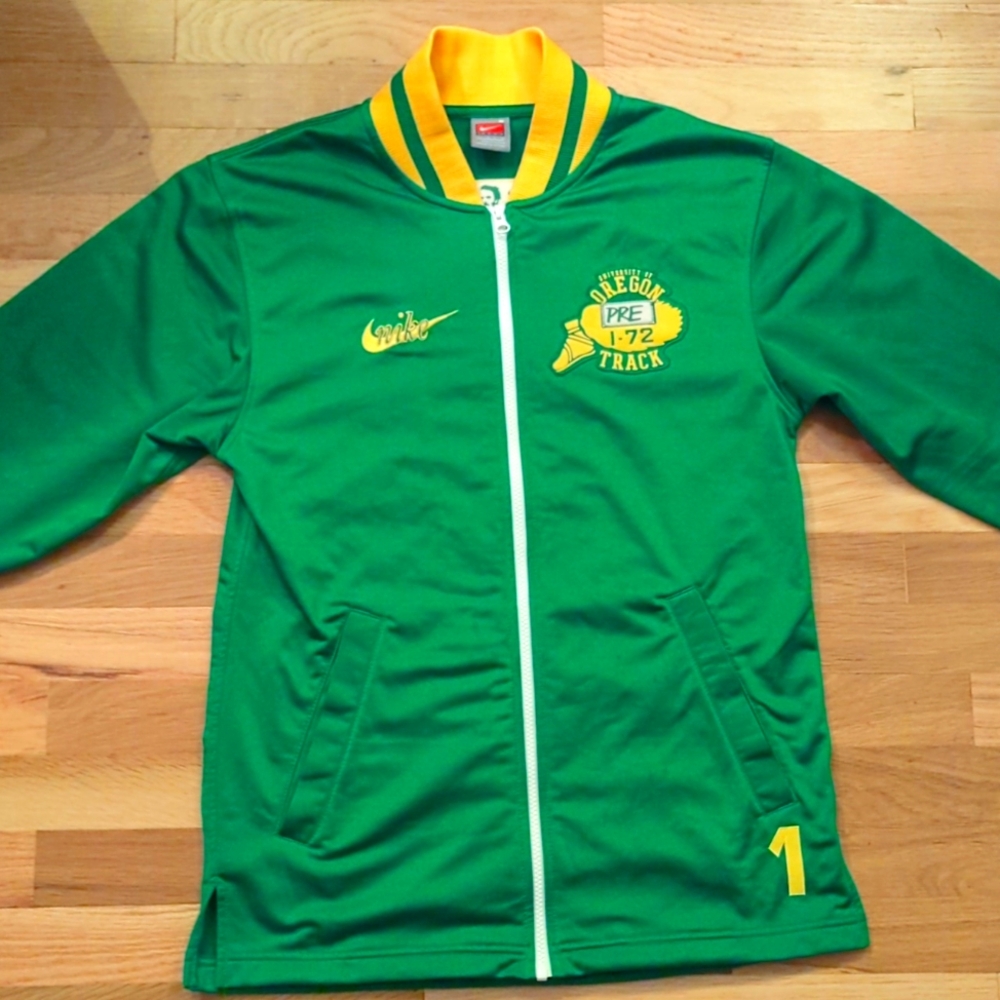 Nike Prefontaine Oregon Shiny Green Yellow Track Jacket Men's Small